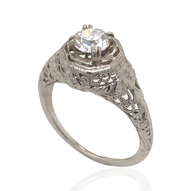 18 Karat White Gold Art Deco Diamond Ring