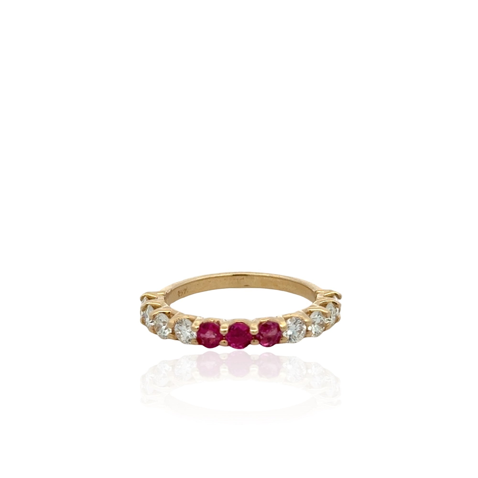 14 Karat Yellow Gold Burma Ruby and Diamond Ring