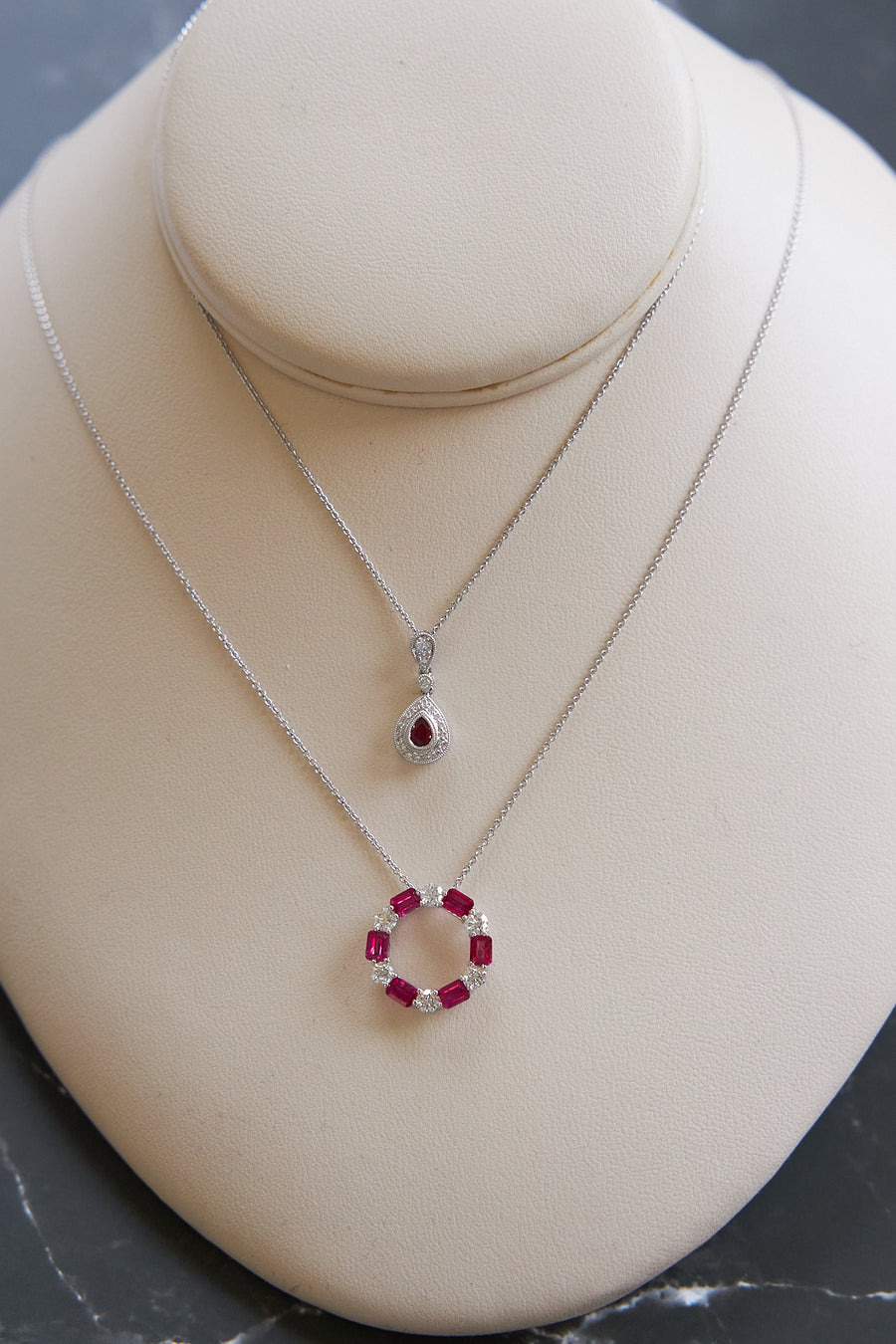 18 Karat White Gold Ruby and Diamond Necklace