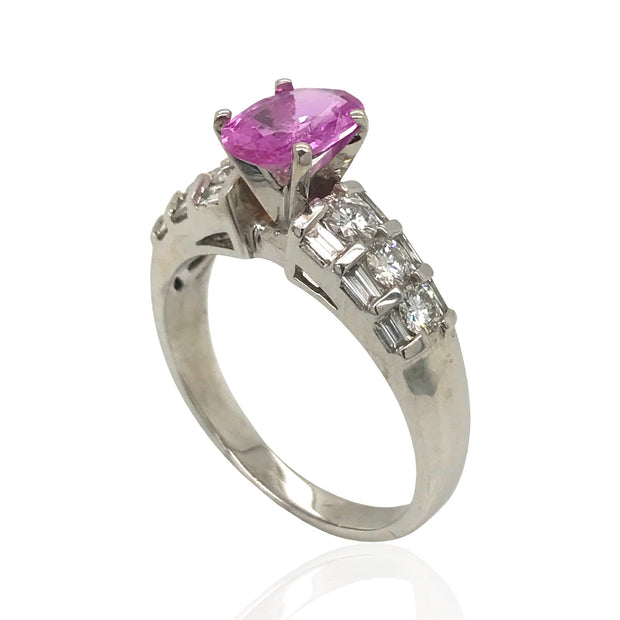 18 Karat Pink Sapphire and Diamond Ring