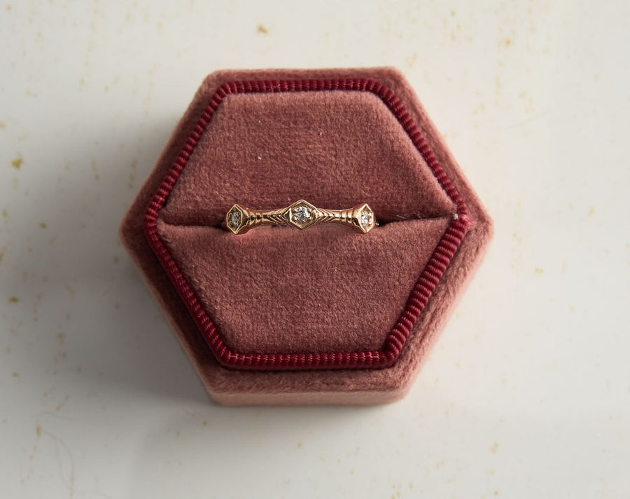 Diamond Hexagon Band in 14K Rose Gold