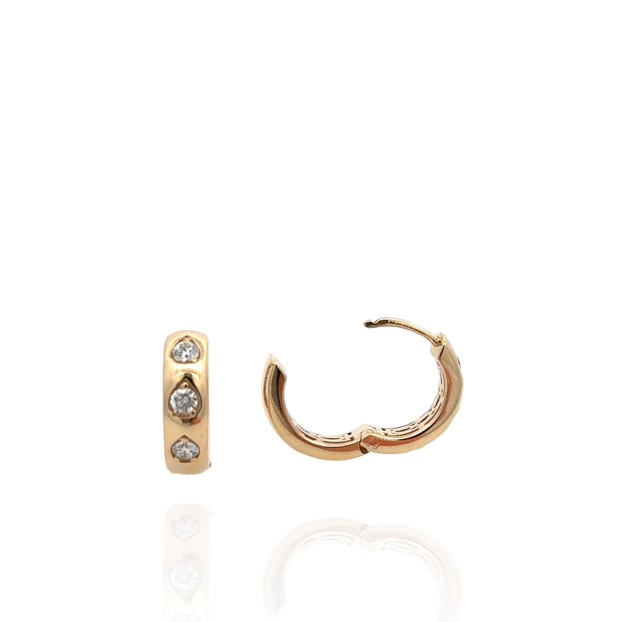 14 Karat Yellow Gold Diamond Hoop Earrings
