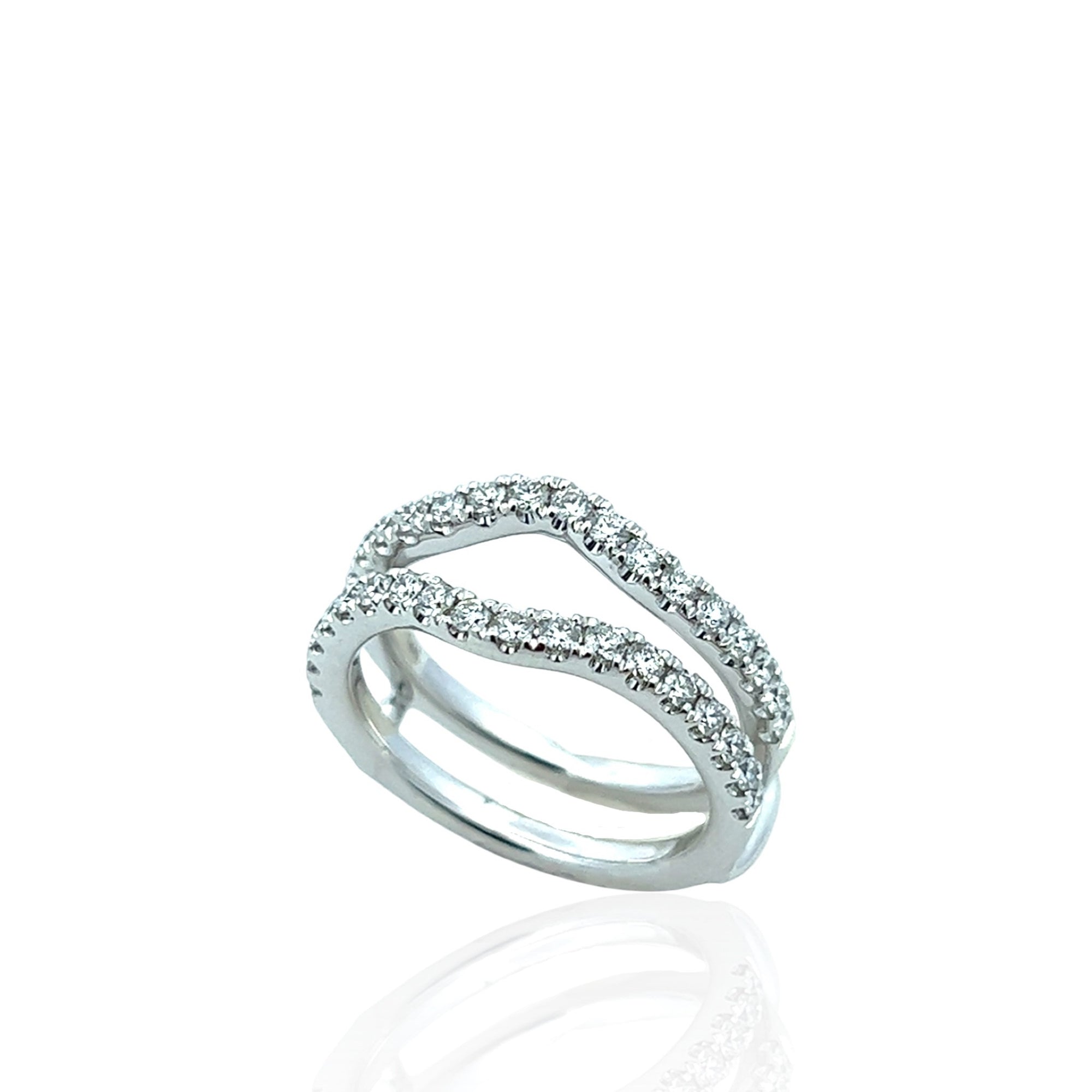 14 Karat White Gold Diamond Curved Insert Band