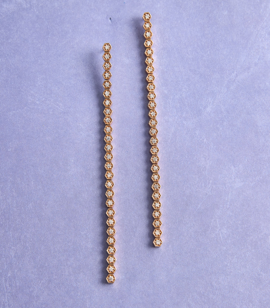 18 Karat Rose Gold and Diamond Drop Earrings