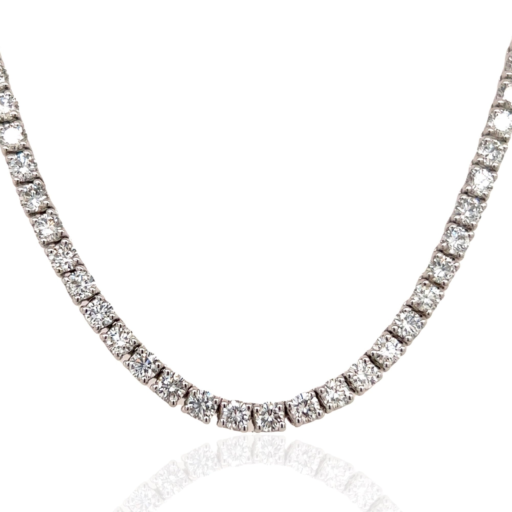 14 Karat White Gold Diamond Line Necklace