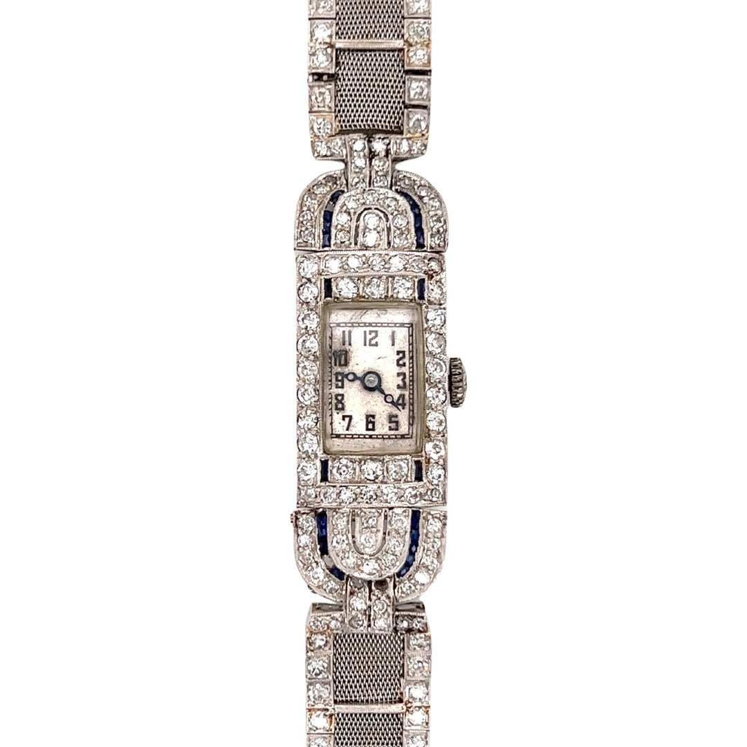 Platinum Sapphire and Diamond Watch