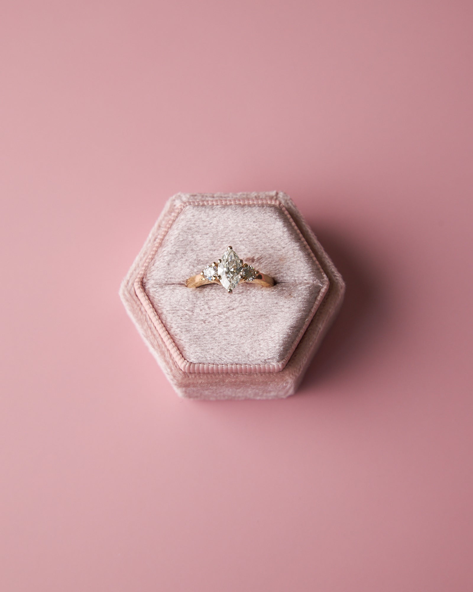 14 Karat Yellow Gold Marquise 3-Stone Diamond Ring