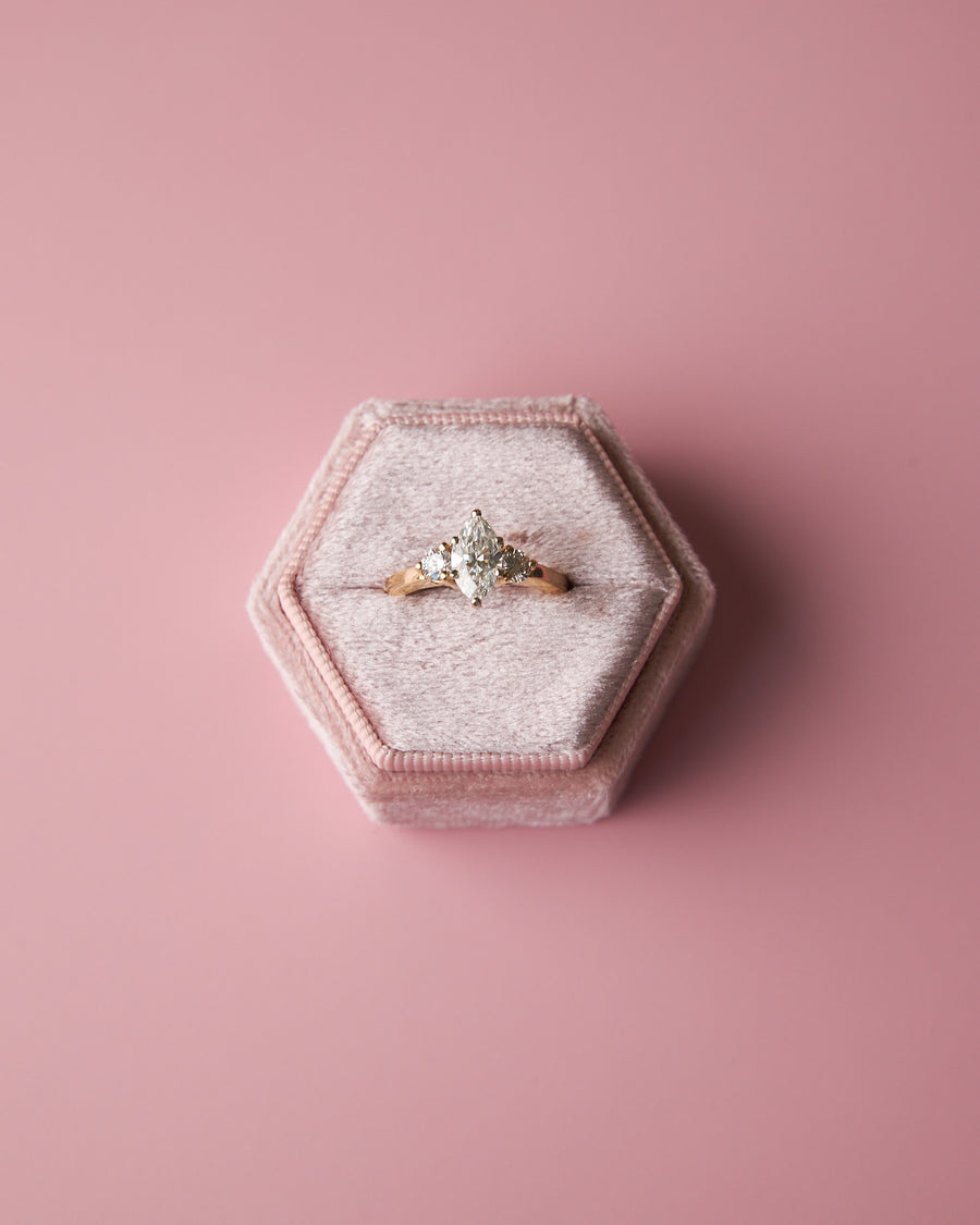 14 Karat Yellow Gold Marquise 3-Stone Diamond Ring