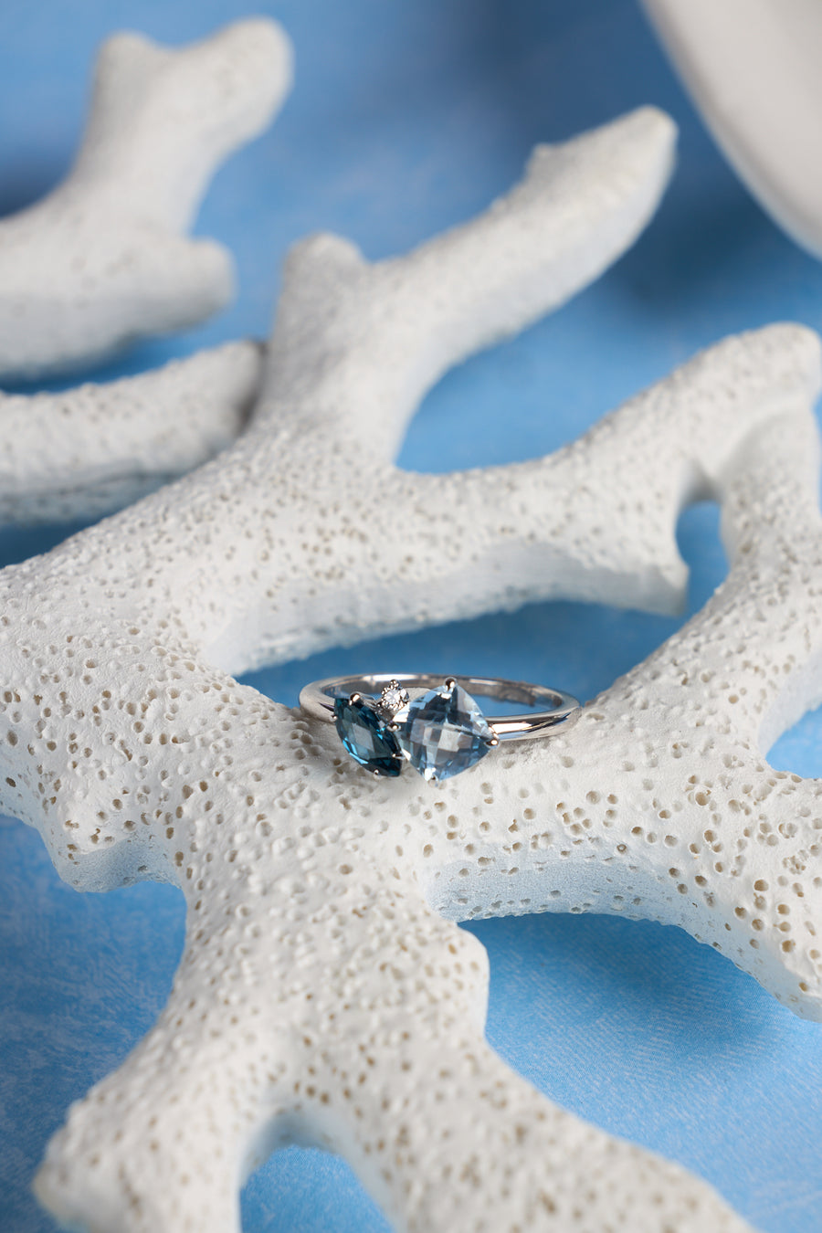 14 Karat White Gold Swiss and London Blue Topaz Ring