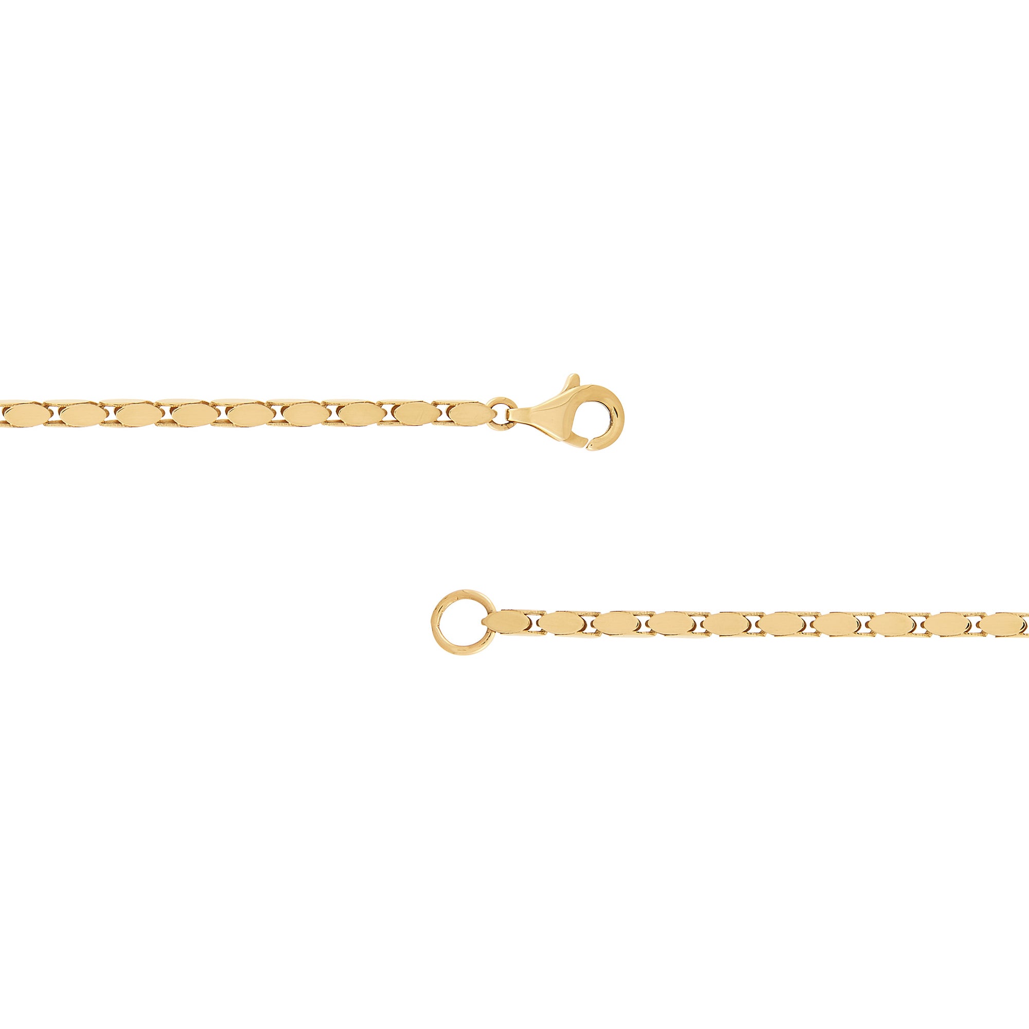 Solid Oval Squared Link Necklace in 14K Yellow Gold, 18"