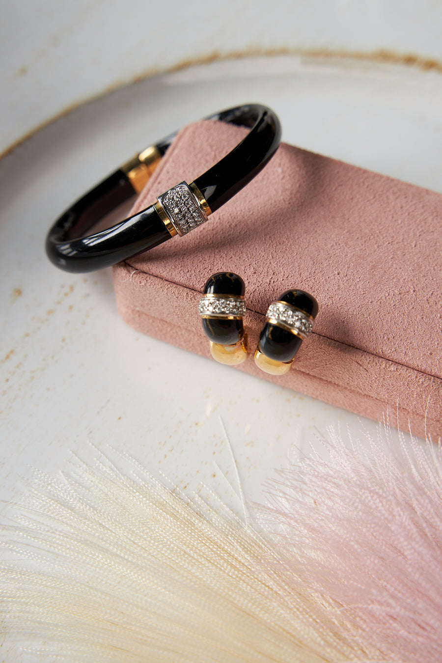 18 Karat Enamel and Diamond Earrings