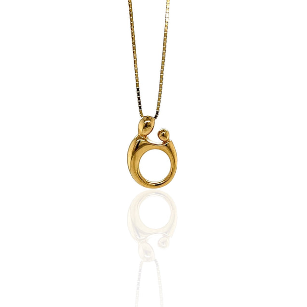 14 Karat Yellow Gold Mother and Child Pendant