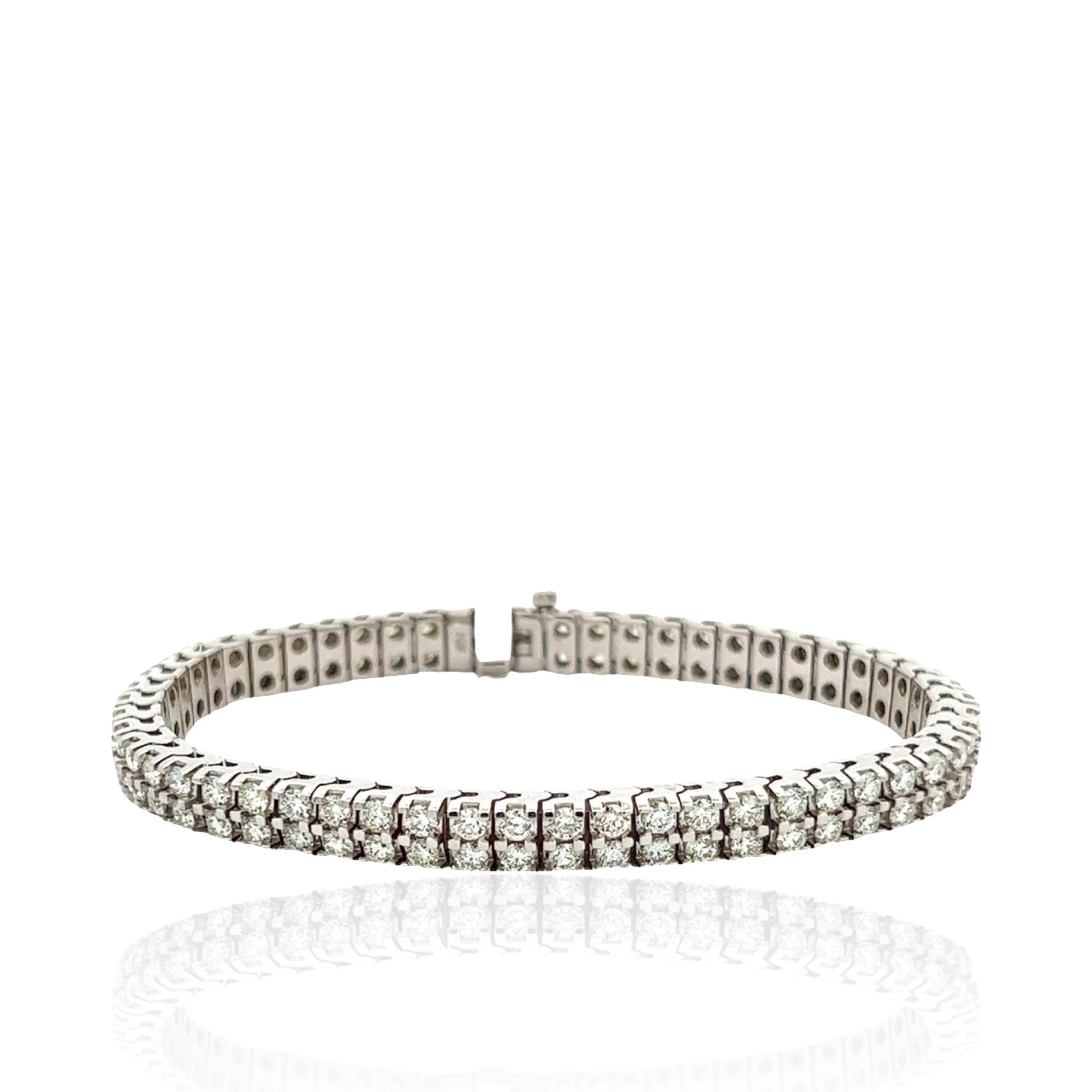 14K White Gold Double Row 6.00 cttw Diamond Bracelet