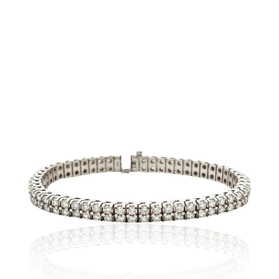 14K White Gold Double Row 6.00 cttw Diamond Bracelet