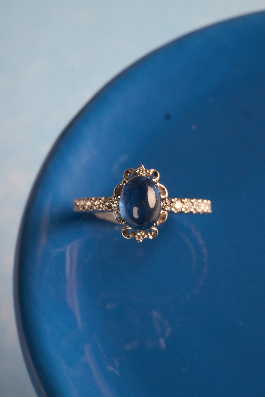 14 Karat White Gold Sapphire and Diamond Ring