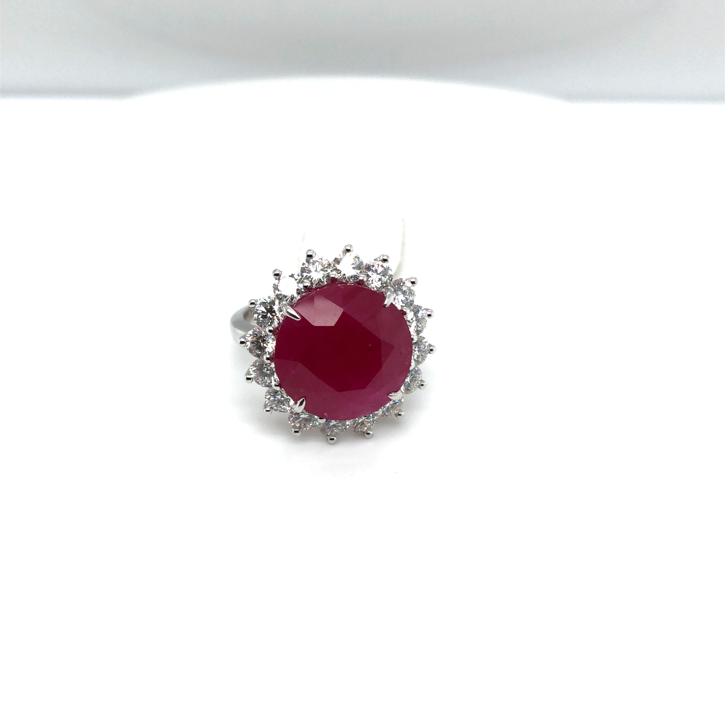 18 Karat White Gold Ruby and Diamond Ring