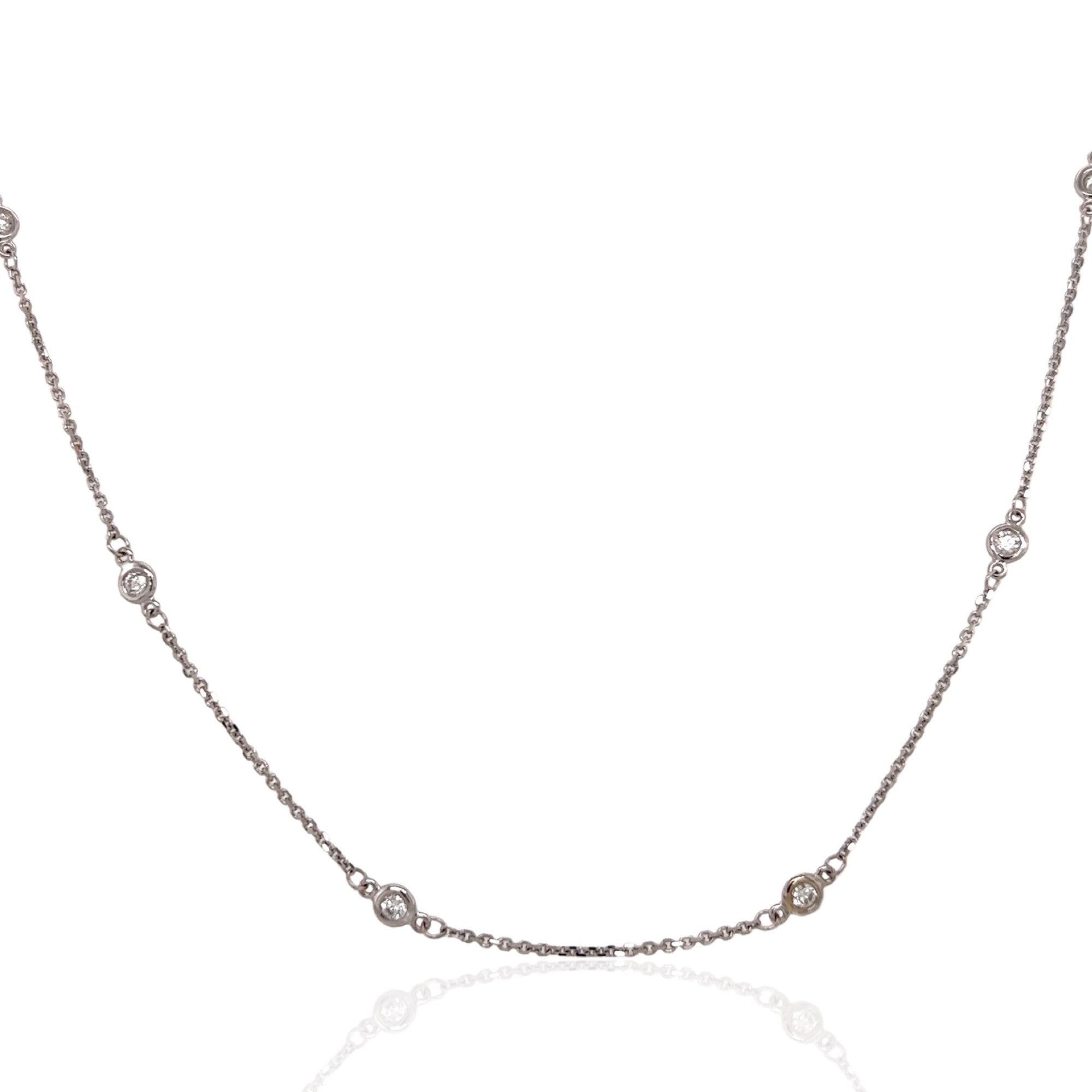 14 Karat White Gold Diamonds and Chains Necklace