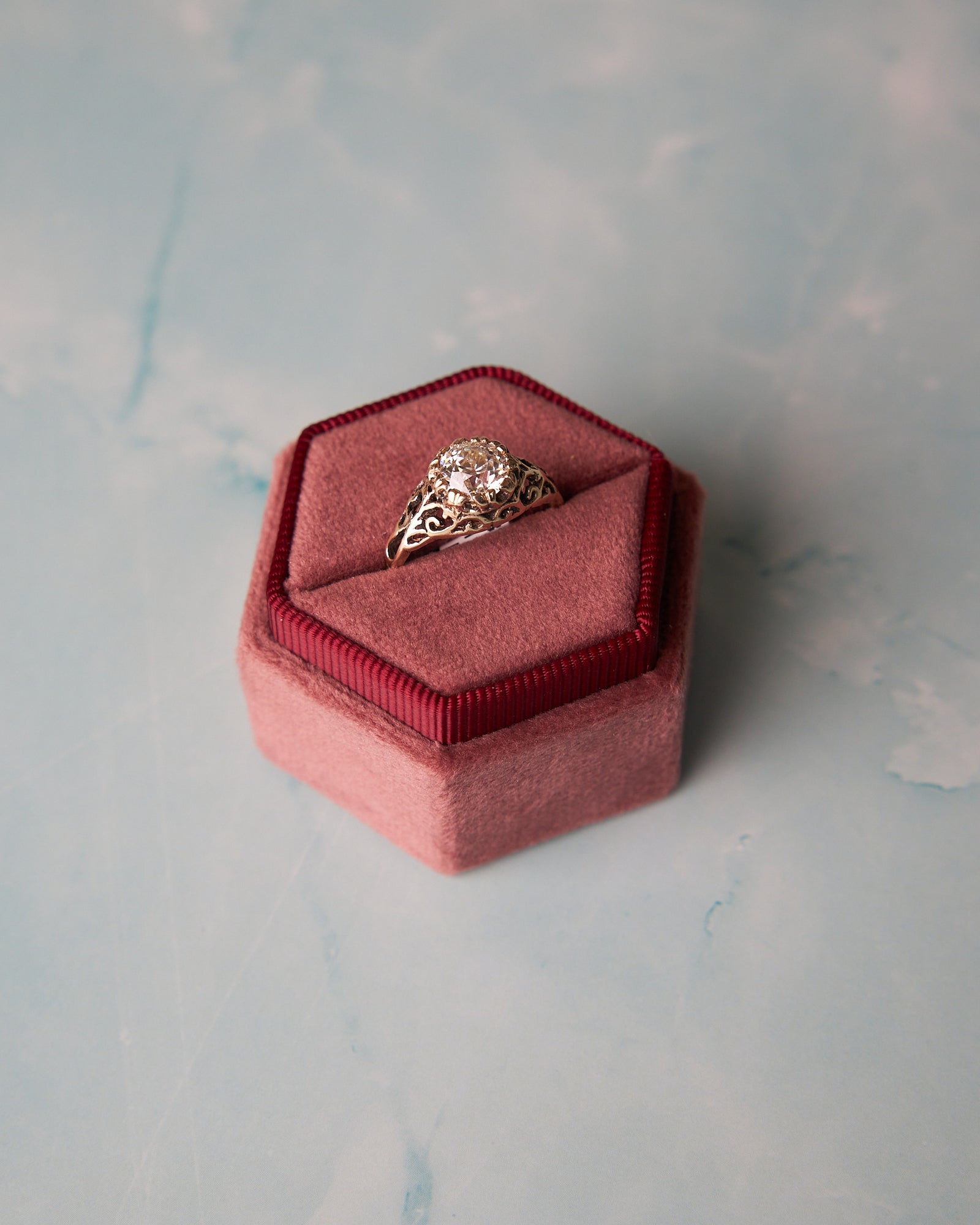 1.21ct Old European Cut Diamond Filigree Engagement Ring in 14K Yellow Gold