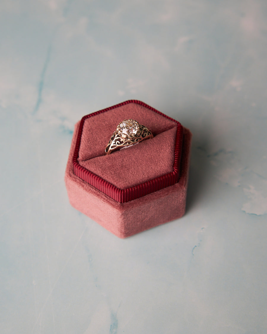 1.21ct Old European Cut Diamond Filigree Engagement Ring in 14K Yellow Gold