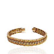 14 Karat Yellow Gold Link Bracelet with Diamonds