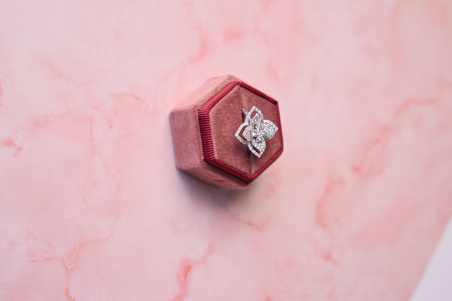 Diamond Floral Ring in 14K White Gold, 1.49ctw