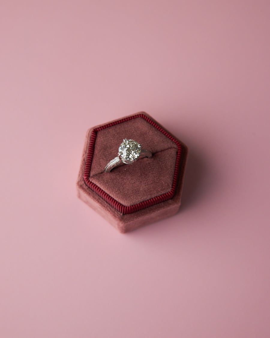 Platinum Floral Engraved Ring with 2.31ct Old European Cut Diamond