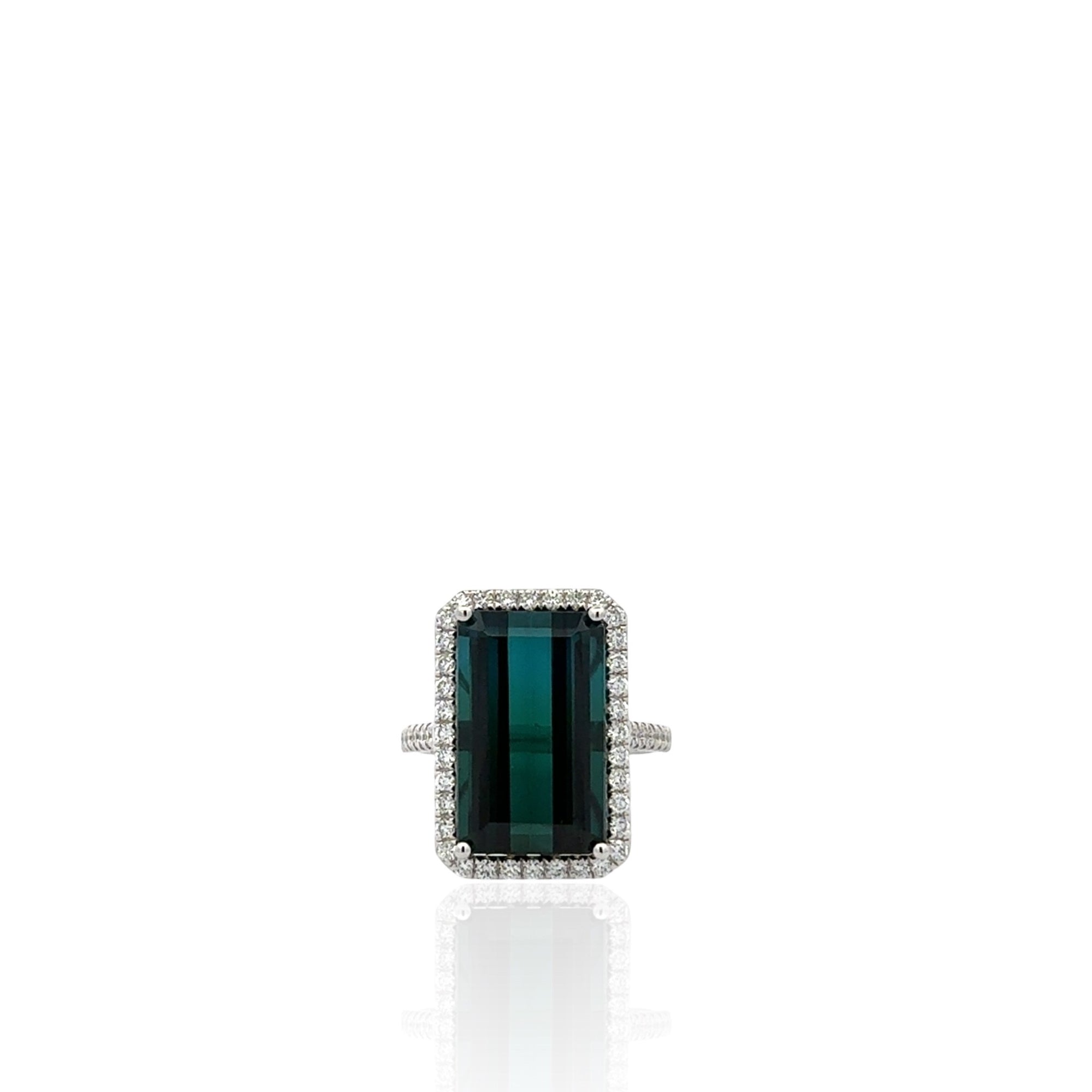 18 Karat White Gold Tourmaline and Diamond Ring