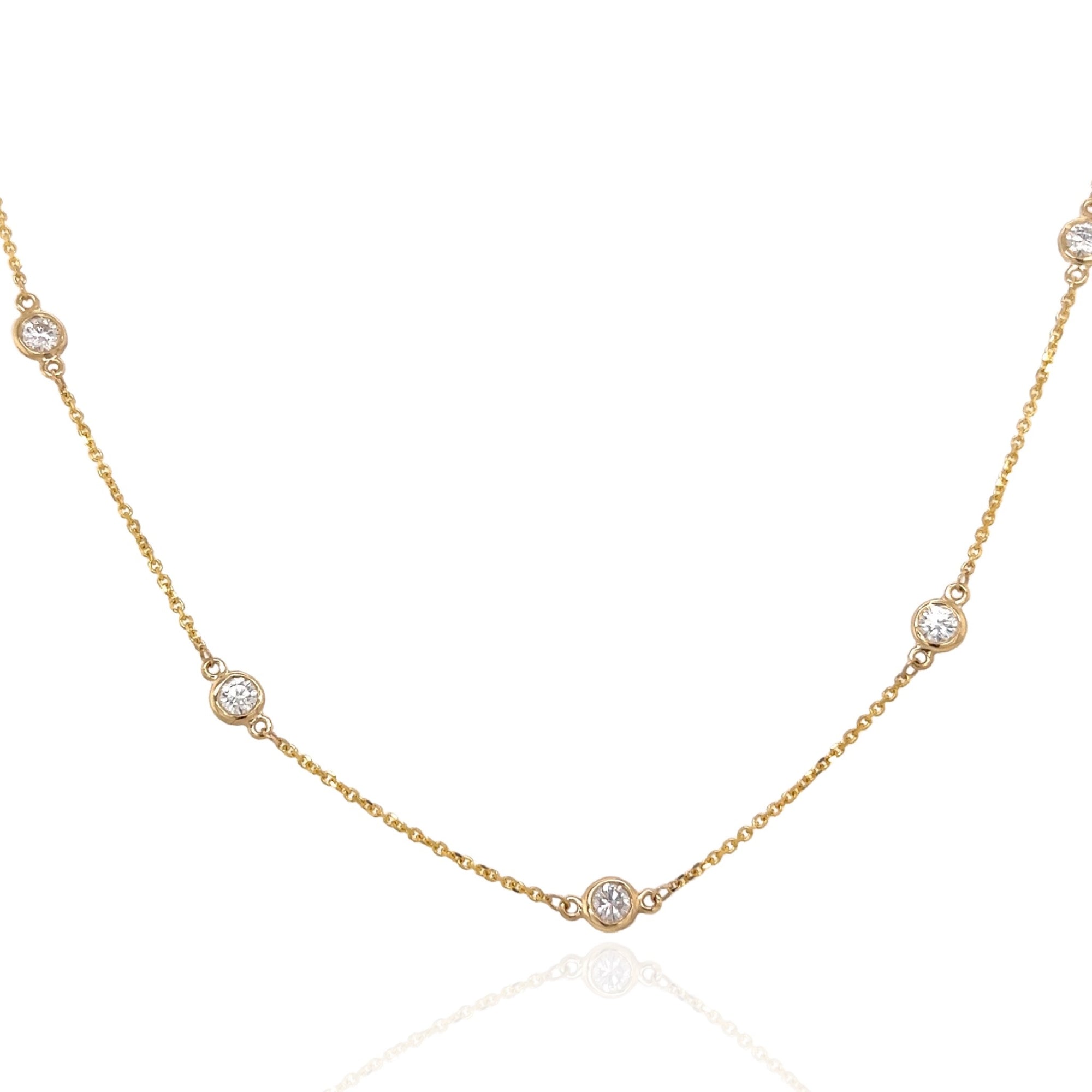 14 Karat Yellow Gold Diamonds and Chains Necklace
