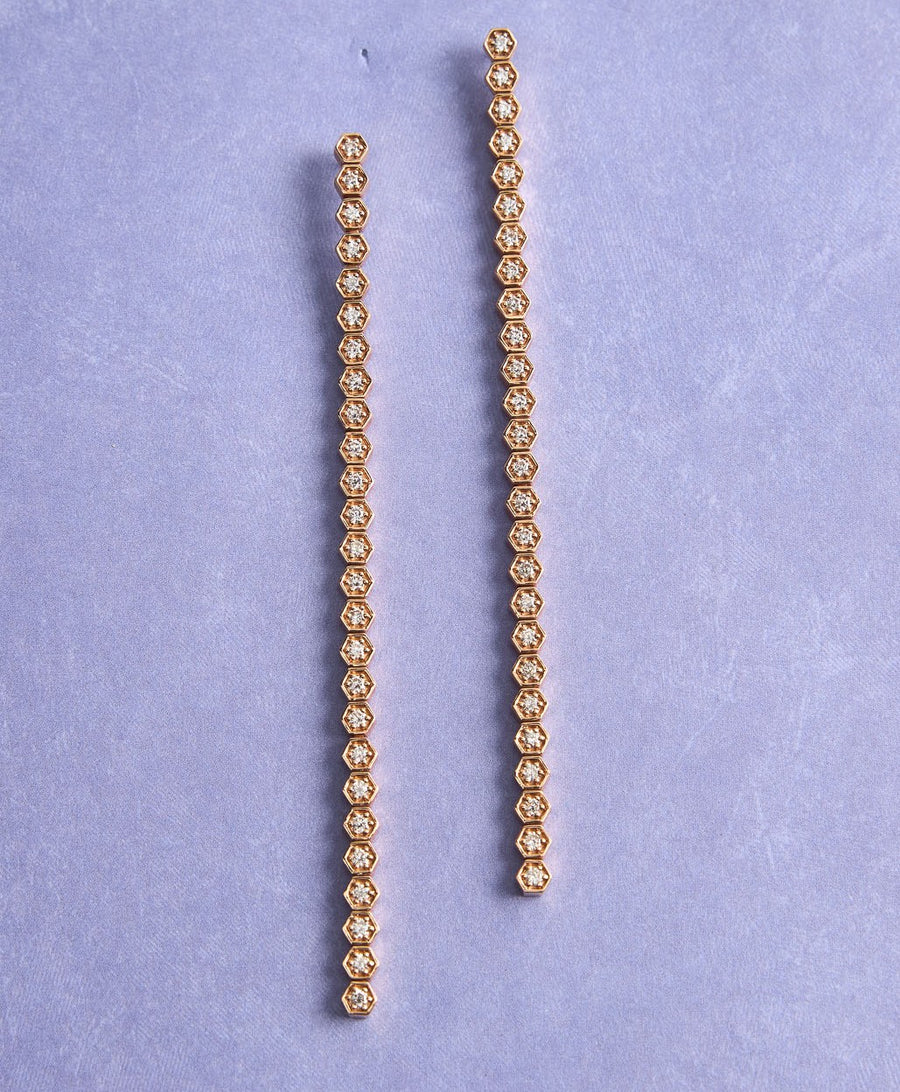 18 Karat Rose Gold and Diamond Drop Earrings