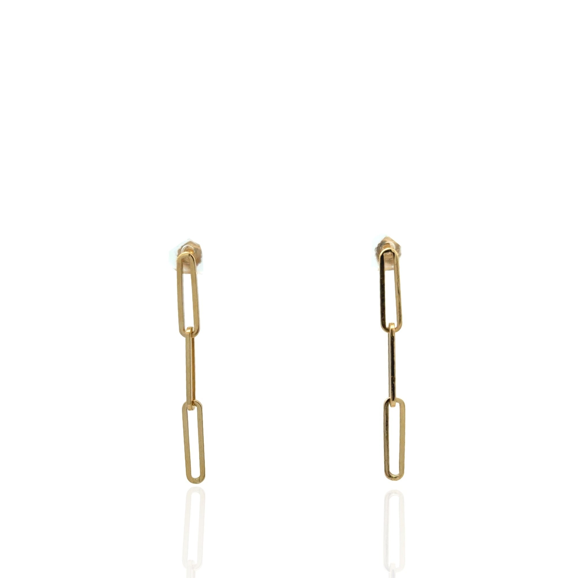 Paperclip Link Earrings in 14K Yellow Gold