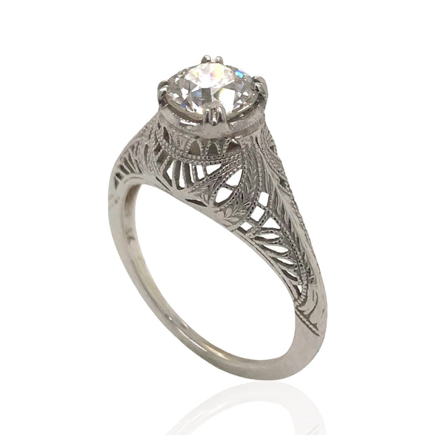 18 Karat Art Deco Filigree Engagement Ring