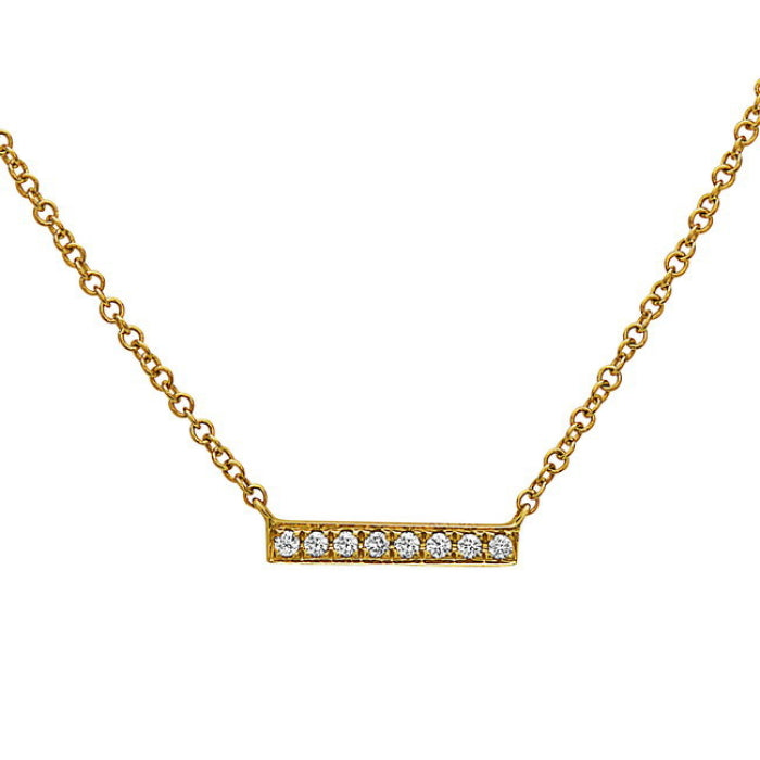 14 Karat Yellow Gold Diamond Bar Necklace