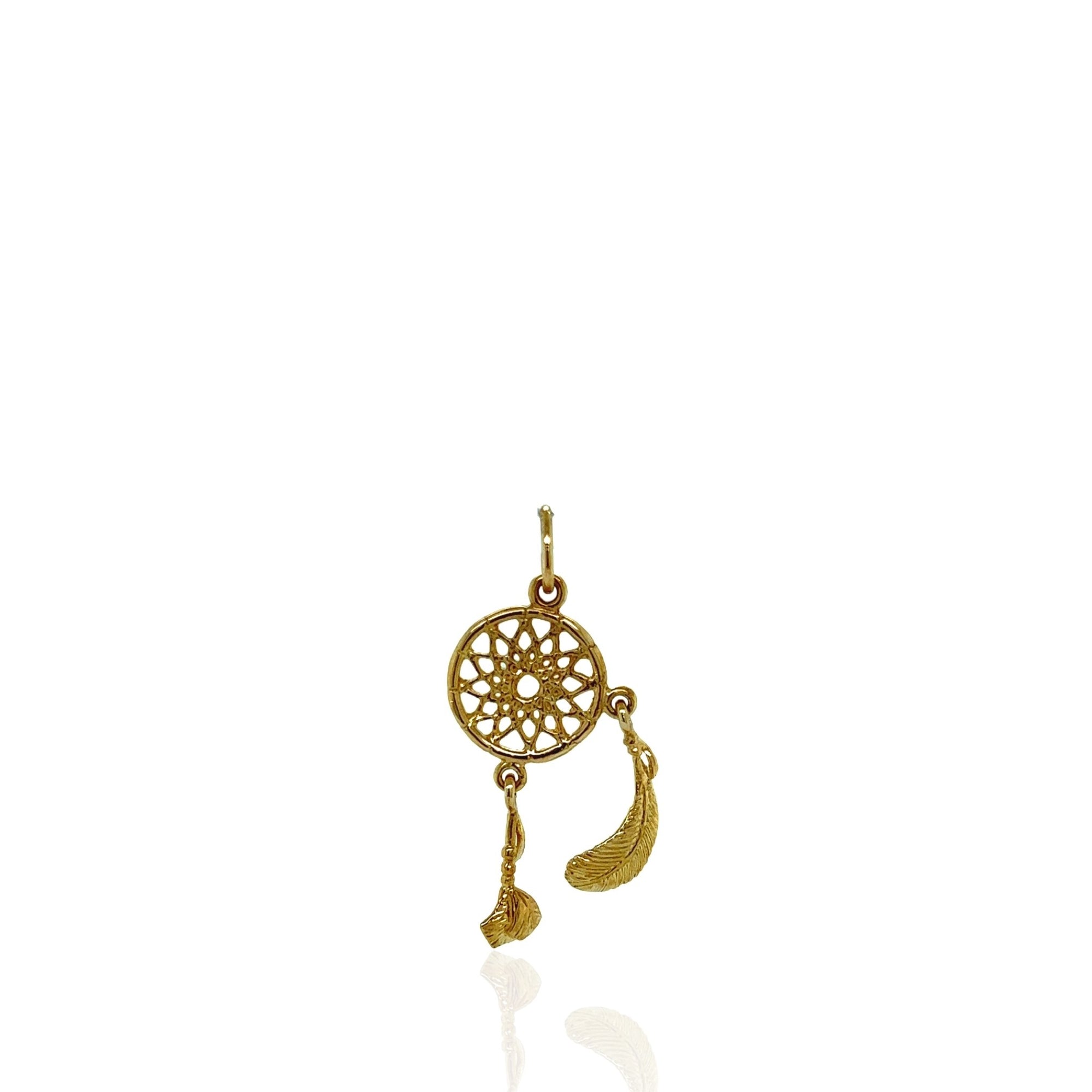 14 Karat Yellow Gold Dreamcatcher Charm