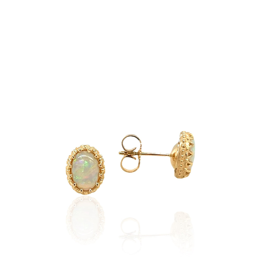 14 Karat Yellow Gold Opal Earrings