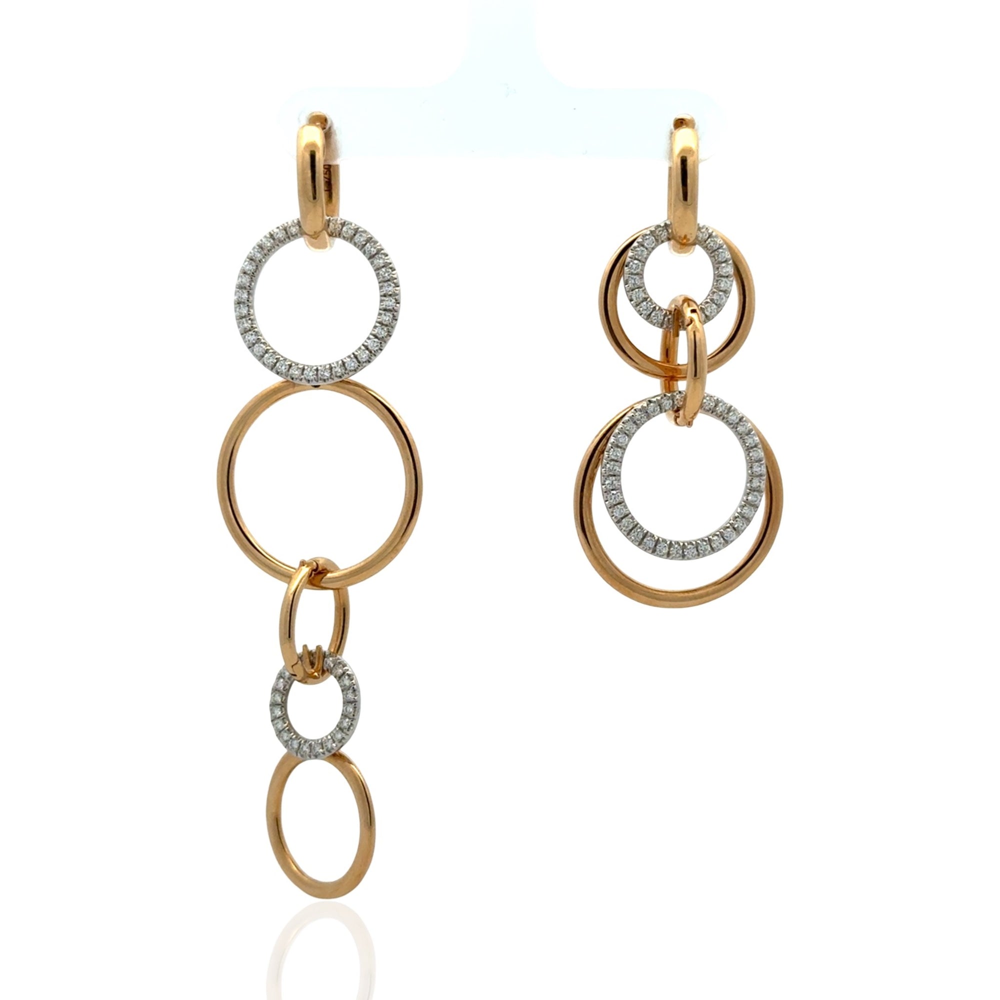 18 Karat White and Yellow Gold Diamond Convertible Earrings