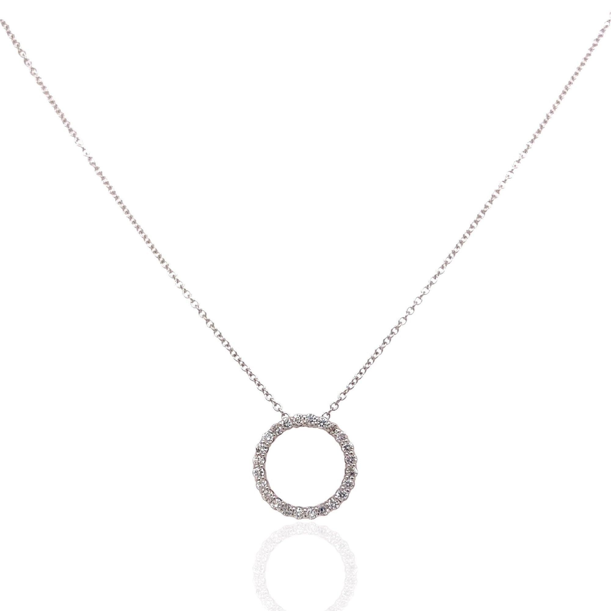 14 Karat White Gold Circle of Diamonds Necklace