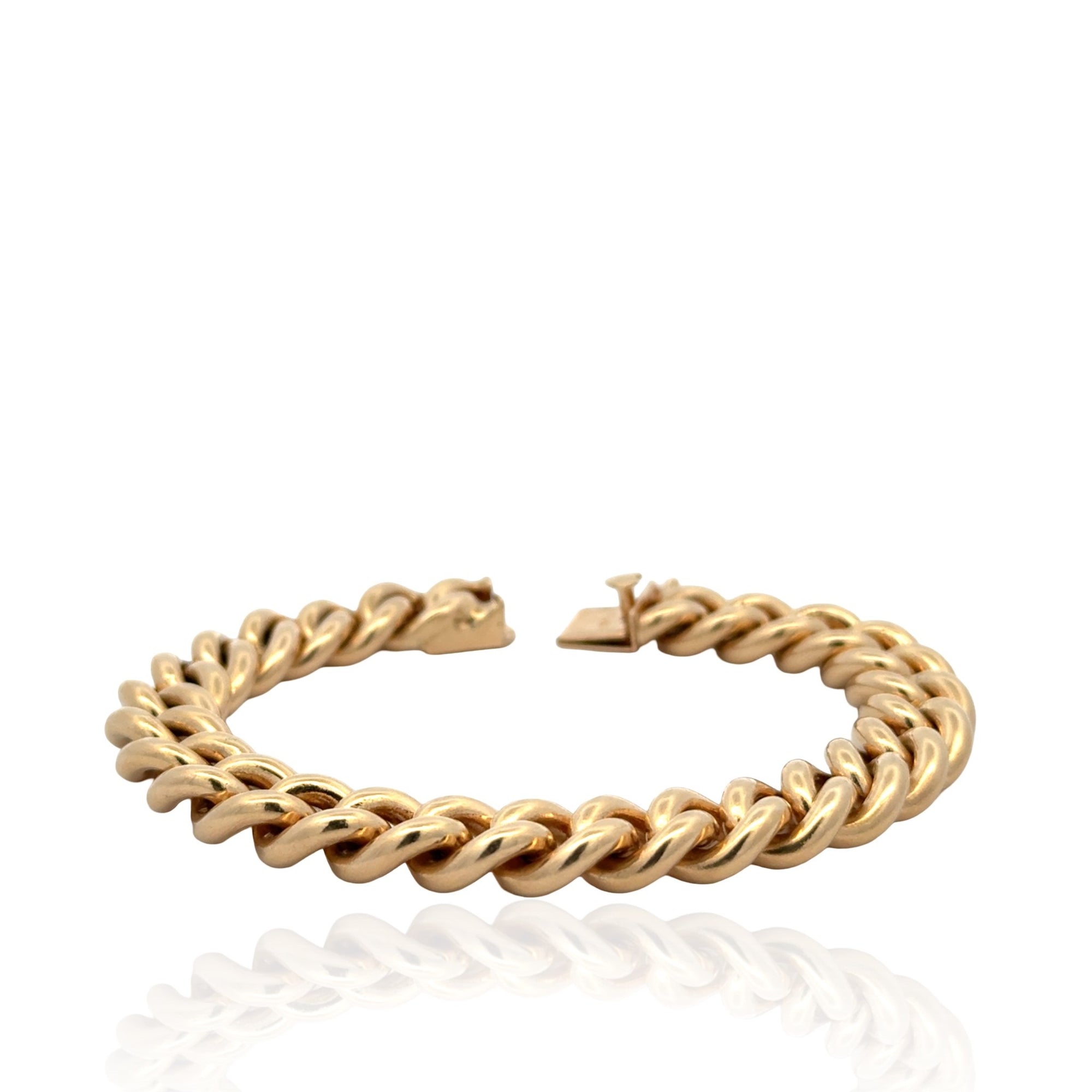 14 Karat Yellow Gold Solid Curb Link Bracelet