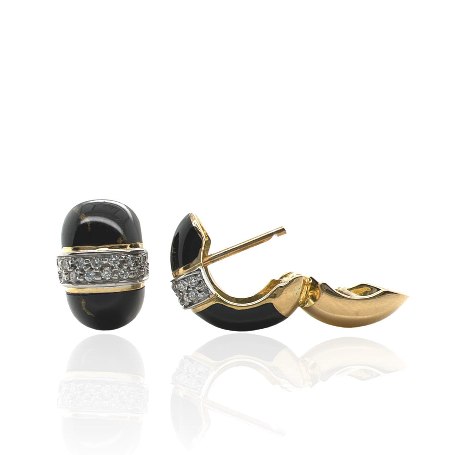 18 Karat Enamel and Diamond Earrings