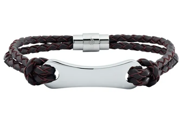 Sterling Silver and Leather ID Bracelet
