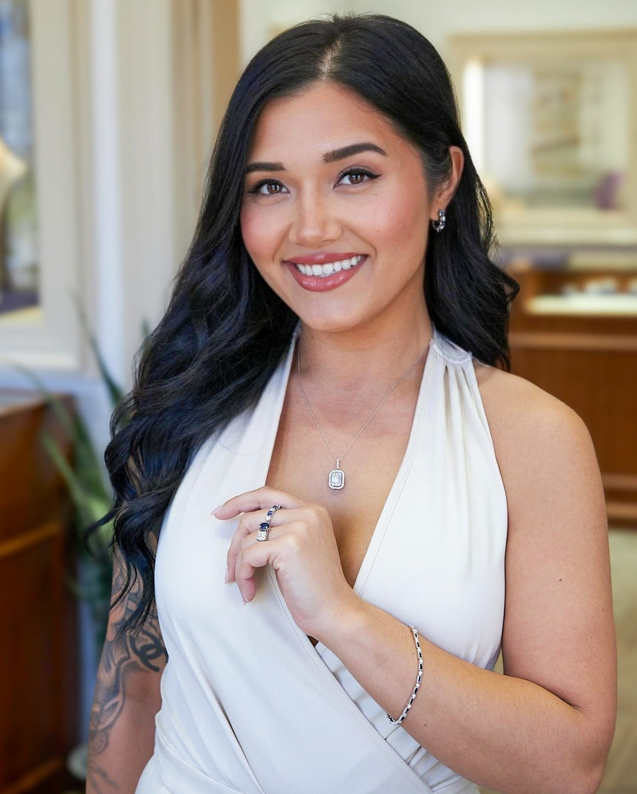 14 Karat White Gold Diamond and Sapphire Bracelet