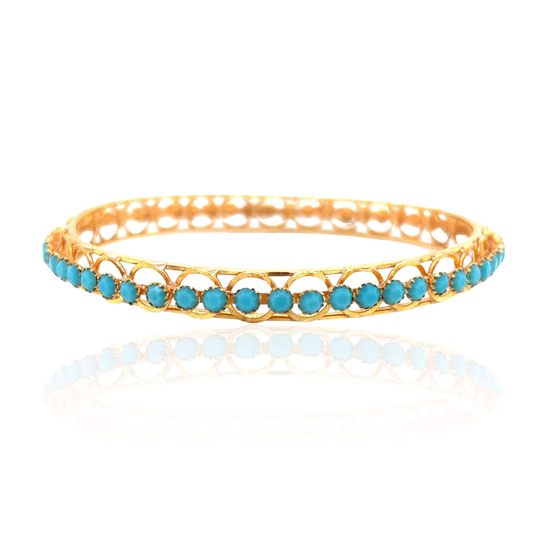 21 Karat Gold Blue Chalcedony Bangle Bracelet