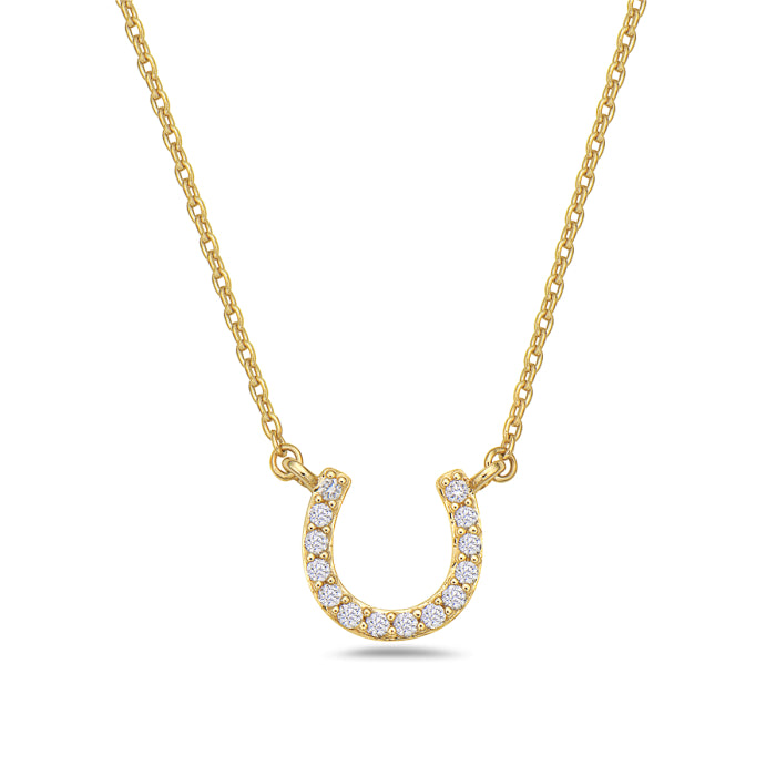 14 Karat Yellow Gold Diamond Horse Shoe Necklace