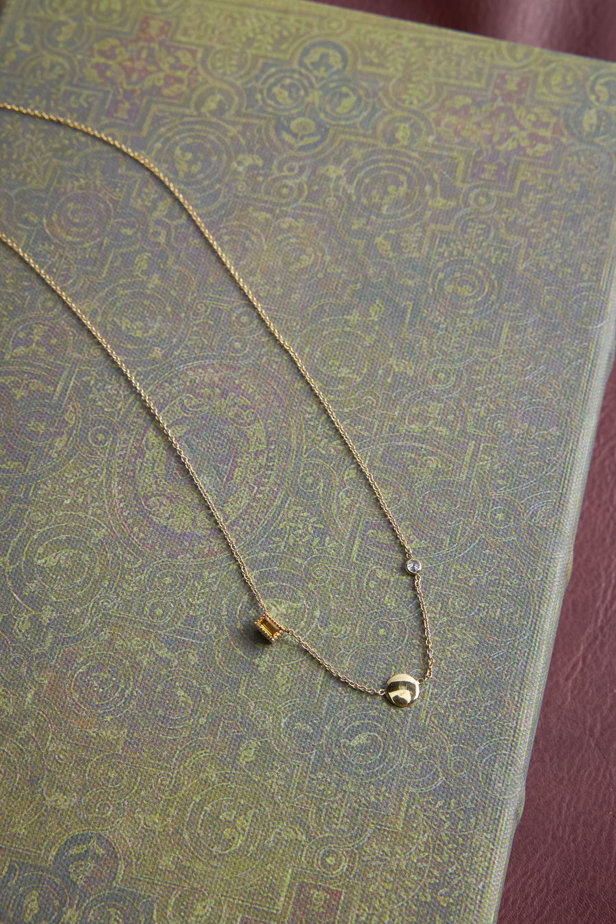 14 Karat Yellow Gold Citrine and Diamond Necklace