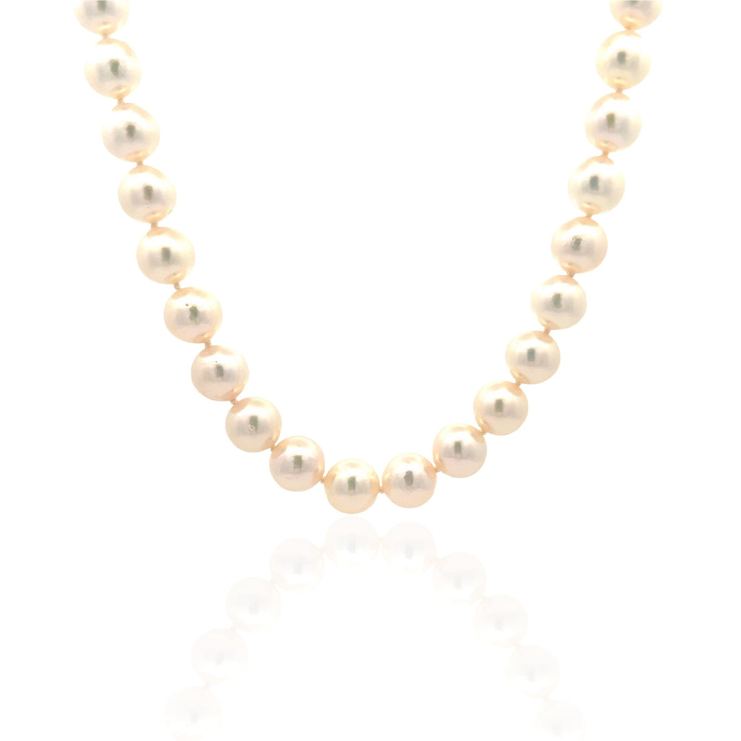 14 Karat White Gold and A+ Quality Pearl Necklace