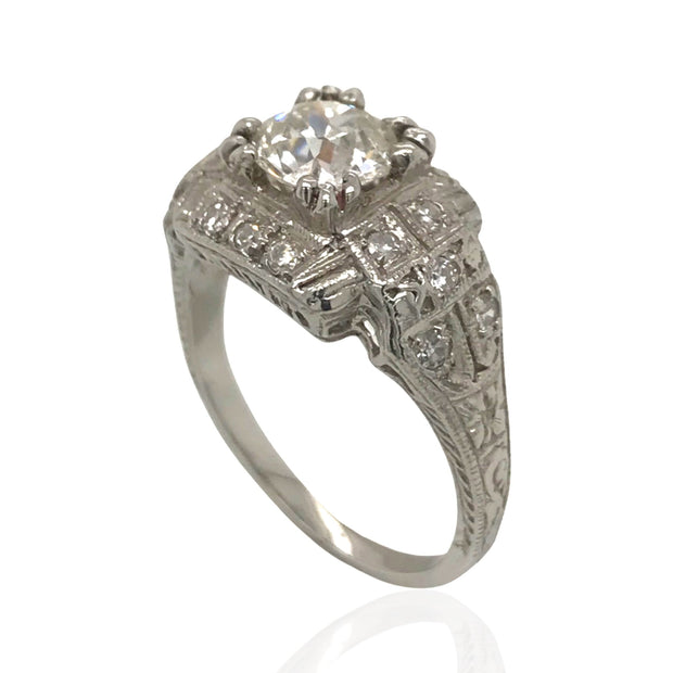 Art Nouveau Style Platinum Diamond Ring