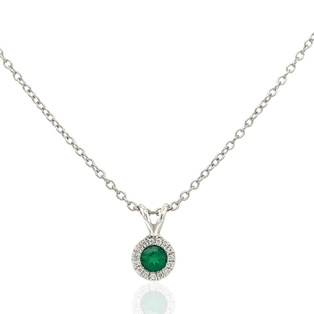 14 Karat White Gold Emerald Necklace
