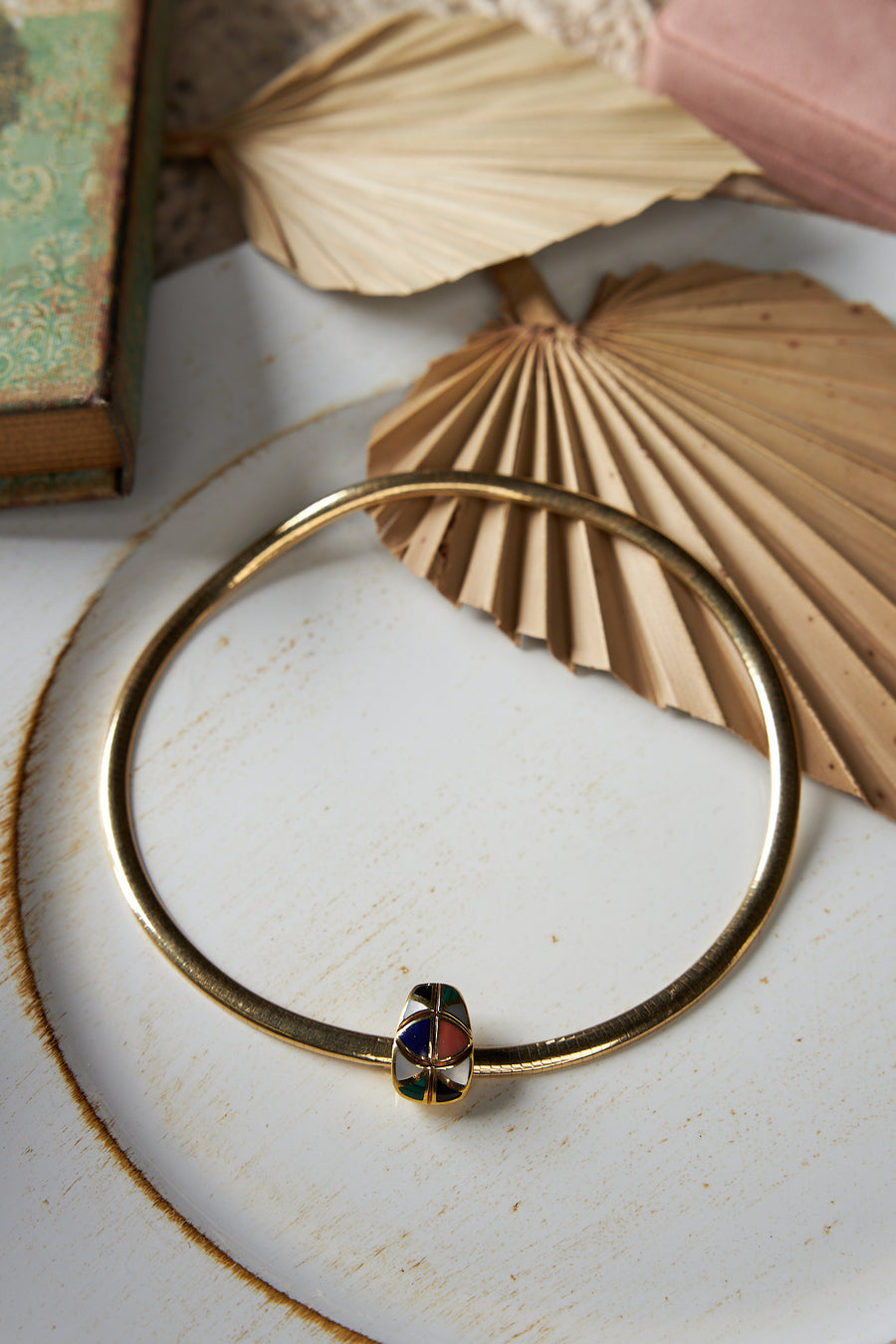 14 Karat Yellow Gold Inlaid Pendant