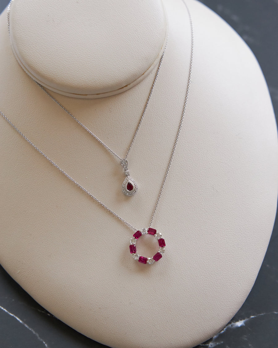 18 Karat White Gold Ruby and Diamond Necklace