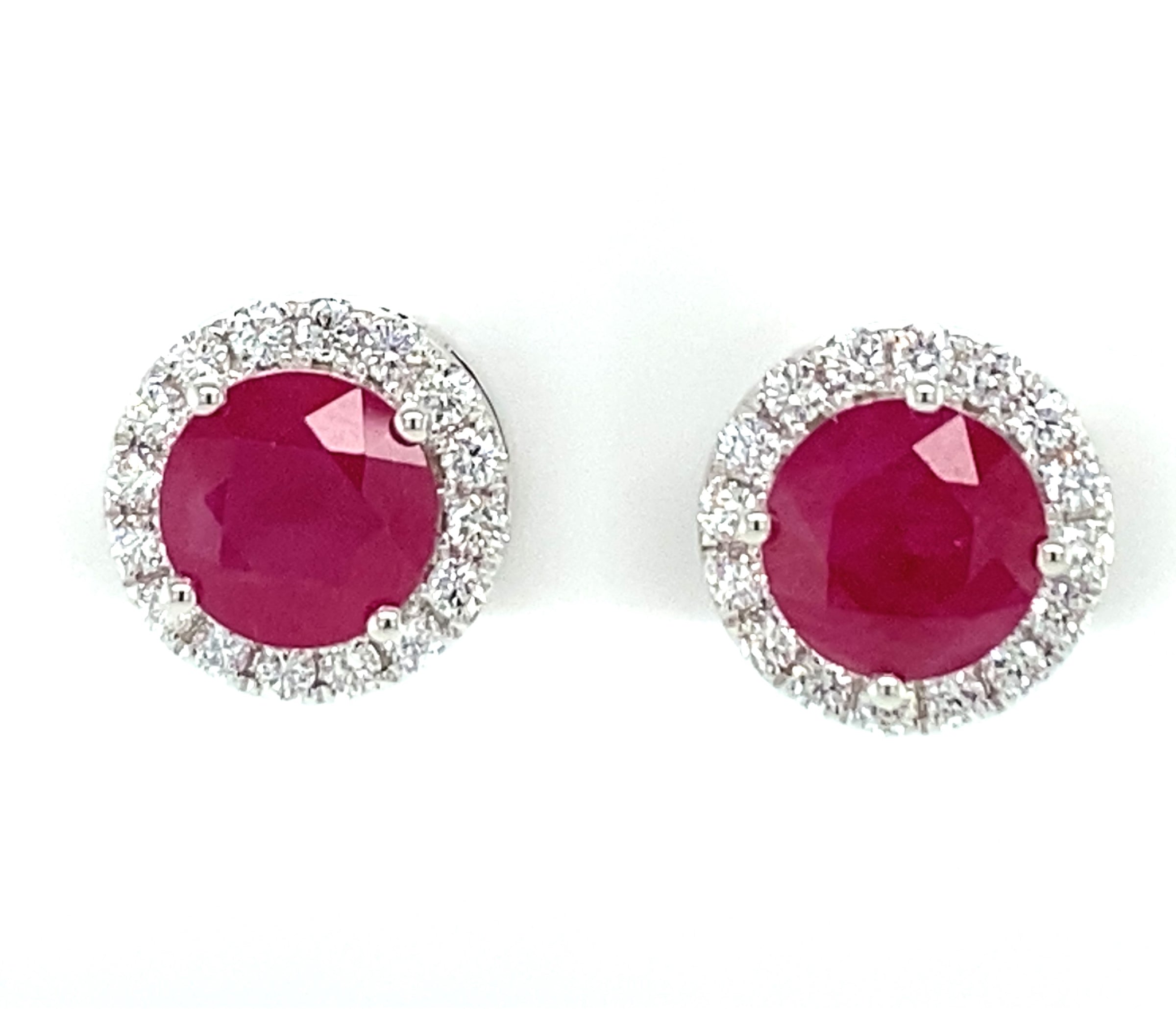 18 Karat White Gold Ruby and Diamond Earrings