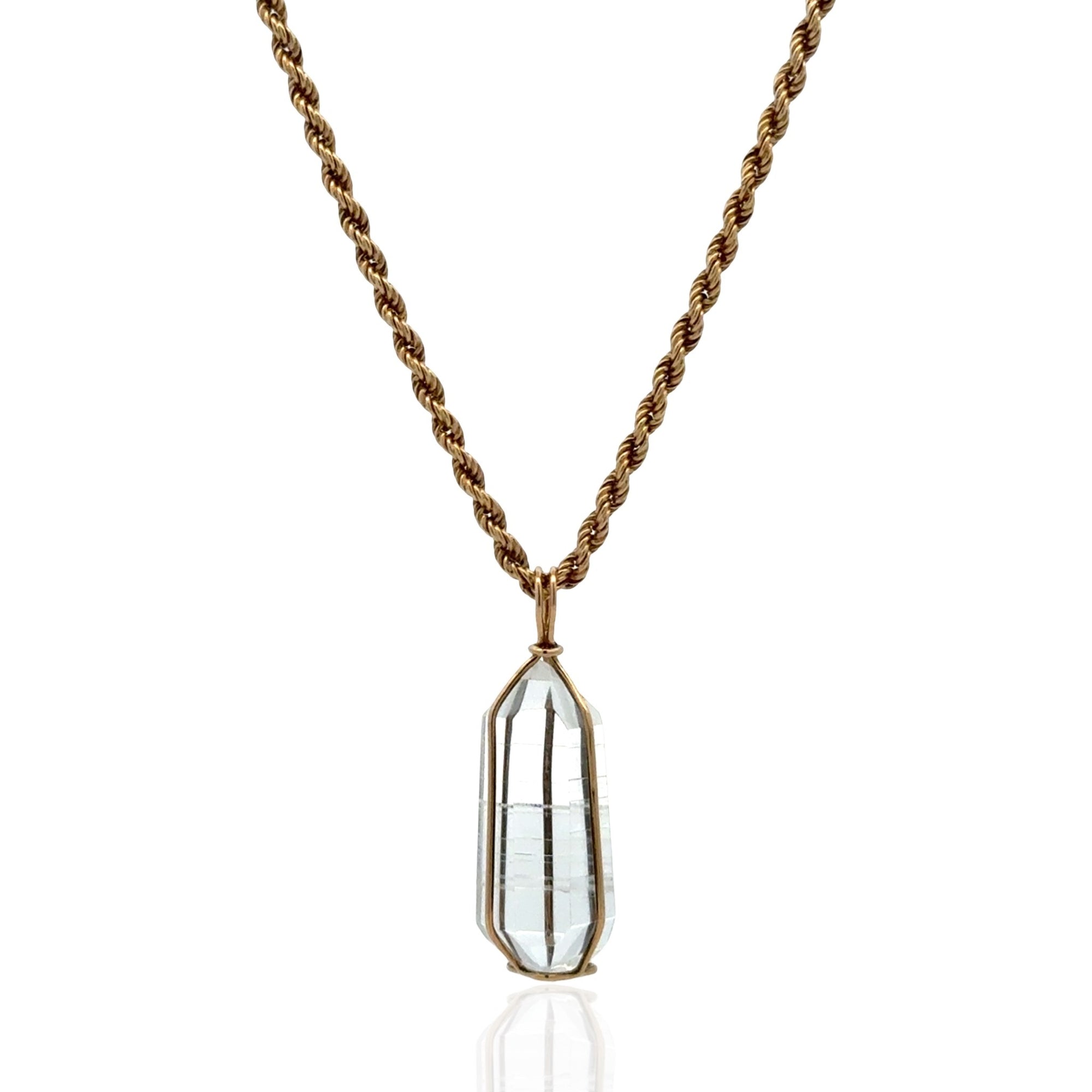 14 Karat Yellow Gold Quartz Pendant